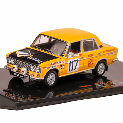 Macheta auto Lada 1500 S no.117 Stasys Brundza 1976 galben 1-43