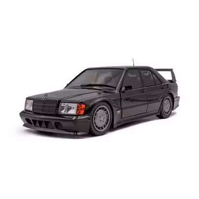 Macheta Mercedes-Benz E190 Evo II 1990 negru – 1:18 – Solido - vedere 3/4 stanga fata
