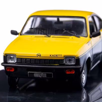 Macheta auto Opel Kadett C Coupe GT-E 1976, scara 1:43, galben cu negru, Ixo