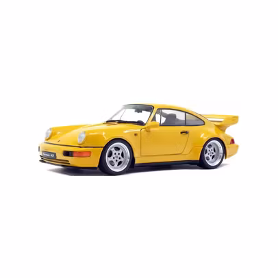 Macheta Porsche 964 RS 3.8 1990 galben – 1:18 – Solido - vedere 3/4 stanga fata