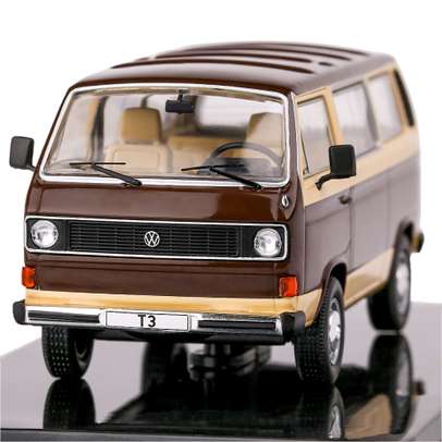 Macheta auto Volkswagen T3 Caravelle 1981 maro cu bej 1:43