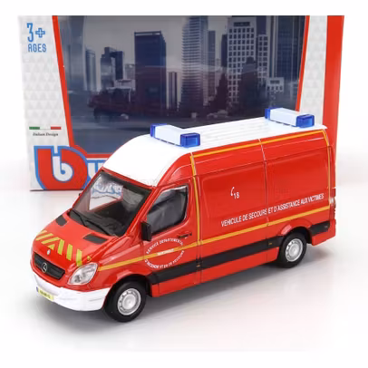 Macheta Mercedes-Benz Sprinter Ambulanță Pompieri 2019 – scara 1:50 Bburago roșu alb
