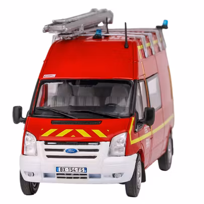 Macheta autospeciala Pompieri Ford Transit Van 2000 rosu 1:43