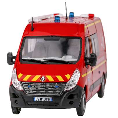 Macheta autospeciala Pompieri Renault Master Van 2014 rosu 1:43 - vedere frontala