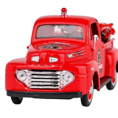 Macheta  autoutilitara Ford F-1 Pick Up 1948 cu moto Harley-Davidson 1936  rosu 1:24