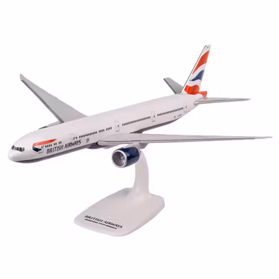 Machetă avion Boeing 777-300ER British Airways 1:200 – PPC, G-STBP - vedere 3/4 stanga fata