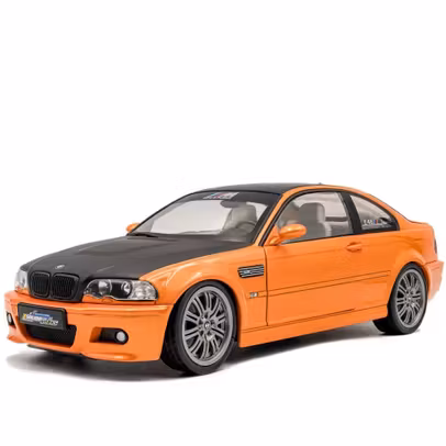 Macheta BMW M3 E46 Coupe Solido Works Portocaliu Negru 1:18 Solido - vedere 3/4 stanga fata