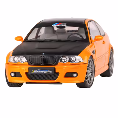Macheta BMW M3 E46 Coupe Solido Works Portocaliu Negru 1:18 Solido - vedere 3/4 stanga fata