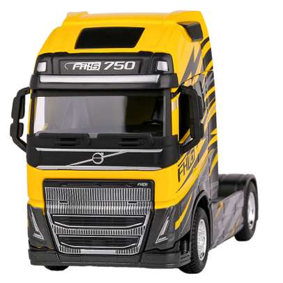 Macheta cap tractor Volvo FH16 Globetrotter 750 XXL  negru cu galben si gri 1-43