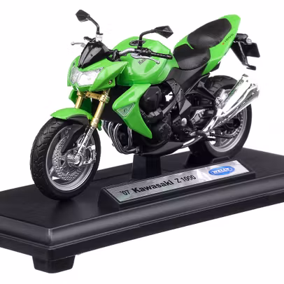 Macheta motocicleta Kawasaki Z1000 2007 scara 1:18 verde Welly