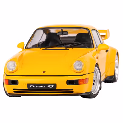 Macheta Porsche 964 RS 3.8 1990 galben – 1:18 – Solido - vedere 3/4 stanga fata