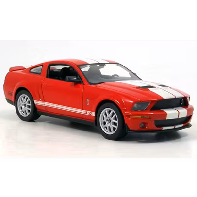 Macheta Shelby Cobra GT500 2007 Rosu cu Dungi Albe 1:24 - Welly