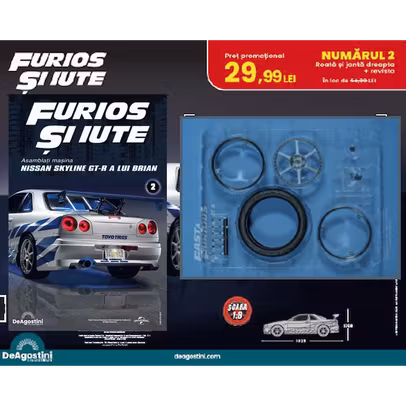 Pachet complet apariția Nr.2 – machetă Nissan Skyline GT-R R34 Fast & Furious cu revistă și piese