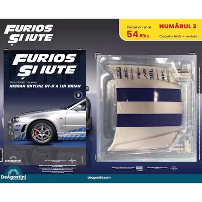 Pachet apariția Nr.3 – machetă Nissan Skyline GT-R R34 DeAgostini 1:8 Fast & Furious cu revistă și piese incluse