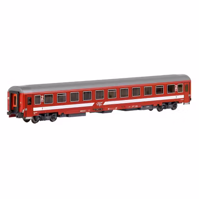 Macheta Vagon Calatori clasa a-2-a CFR tip AVA200 B11 1-87 rosu cu dunga alba - TL74954