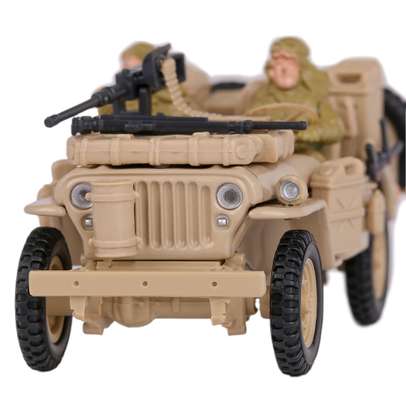 Machetă militară Jeep Willys MB US Army v3 verde kaki, scara 1:43 - vedere din fata close up