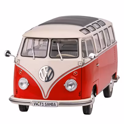 Machetă Volkswagen T1 Samba 1:18 Solido - Alb-Roșu, Metal, 1962