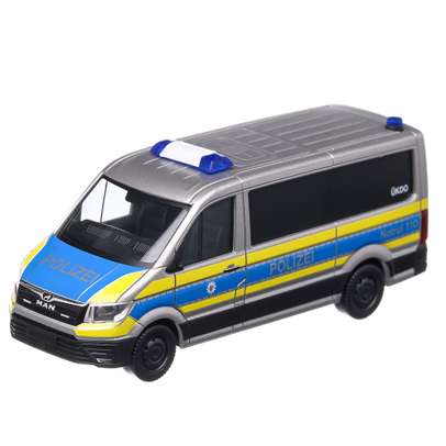 MAN TGE Bus FD Polizei Wiesbaden, macheta autospeciala, scara 1:87, gri cu albastru si galben, Herpa-4