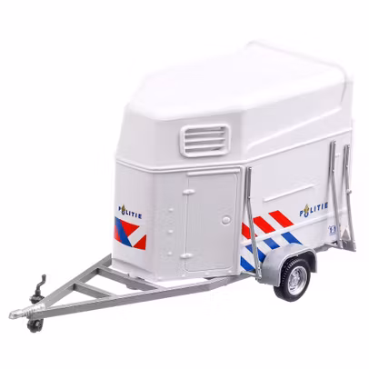 Remorca transport cai politia Olandeza 2017, macheta remorca, scara 1:43, alb cu rosu si albastru, Cararama