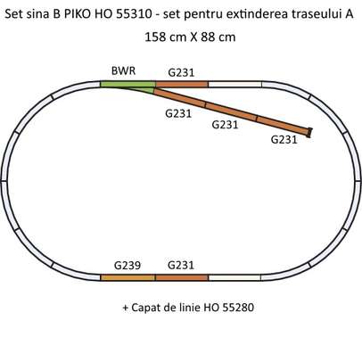 Set Sina B PIKO HO 55310 – Extensie Traseu cu Macaz si Capat de Linie - schema set piese