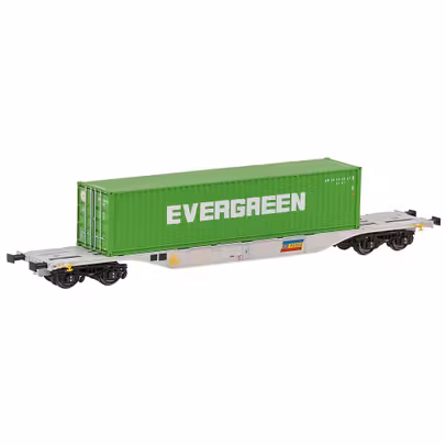 Machetă vagon Sgns CFR Marfă cu container EVERGREEN 40ft – H0 AF30052 Amintiri Feroviare