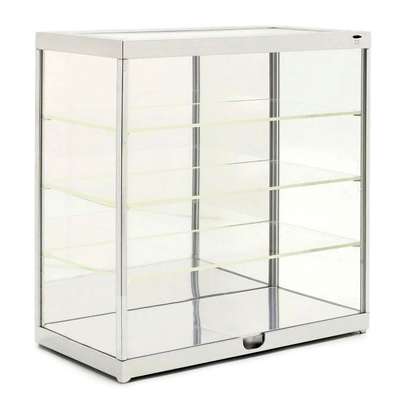 Vitrina 4 niveluri argintie 1-18 iluminata led