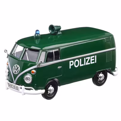 Volkswagen T1 Box Wagon Polizei 1963, macheta autospeciala  scara 1:24, verde inchis, Motor Max